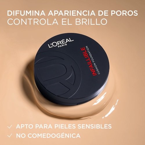 Infallible Fresh Wear Cushion Foundation L´Oreal Paris Antes Después